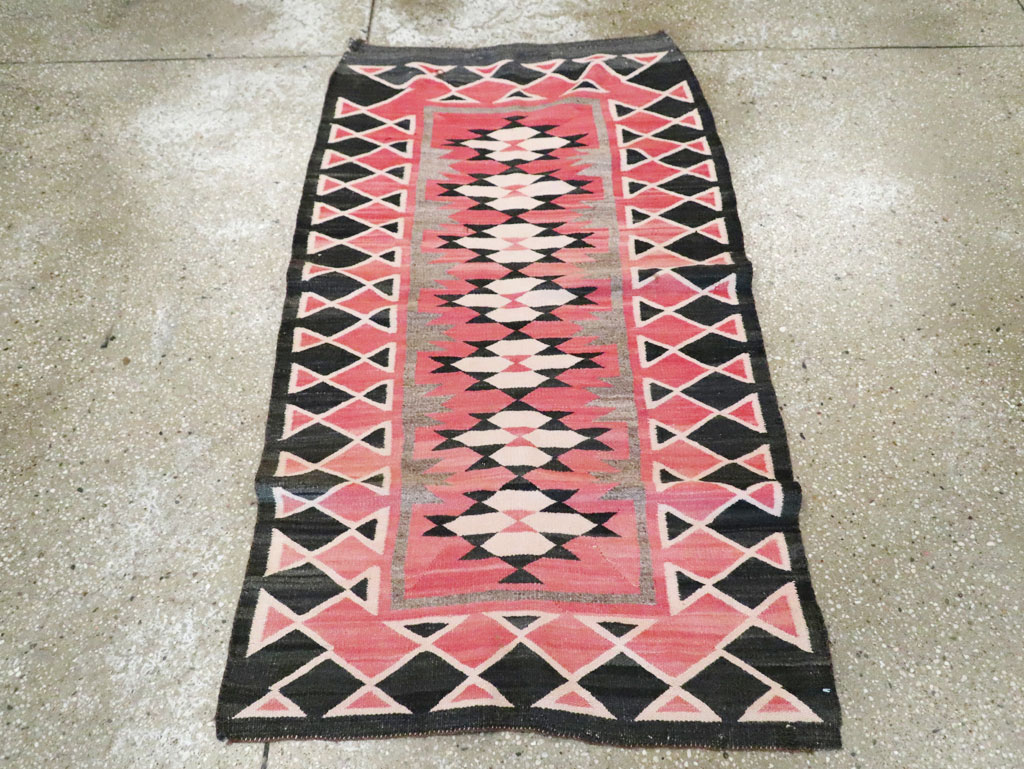 Vintage American Navajo Flatweave Rug, No.29378 - Gss