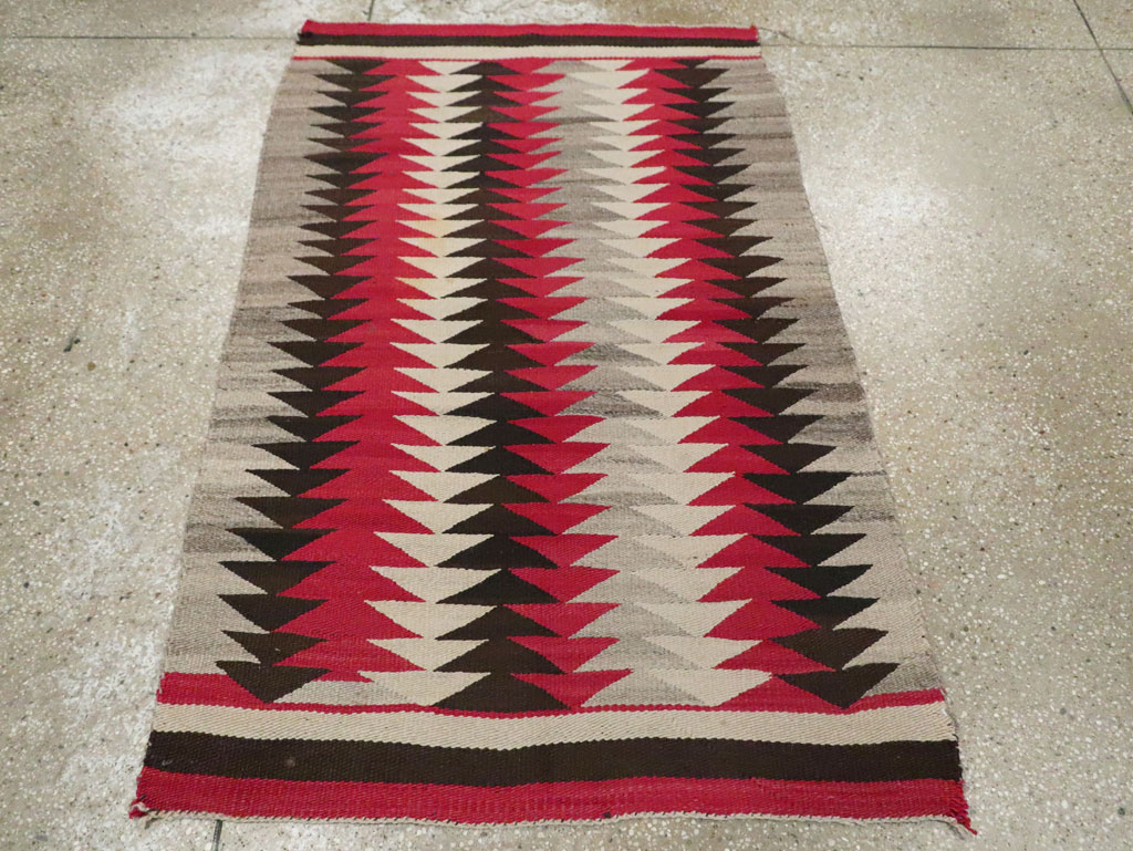 Vintage American Navajo Flatweave Rug, No.29380 - Gss