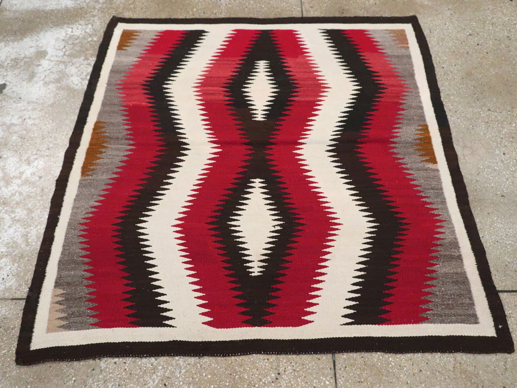 Vintage American Navajo Flatweave Rug, No.29387 - Gss
