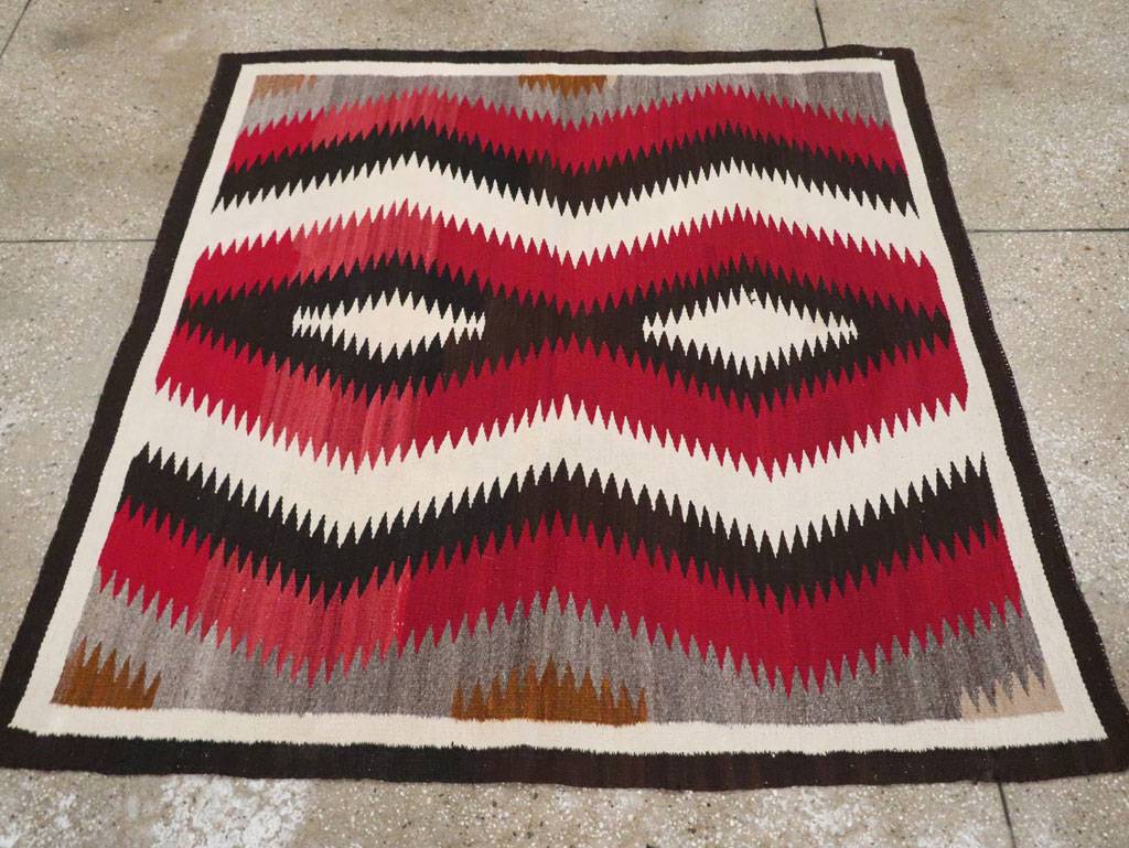 Vintage American Navajo Flatweave Rug, No.29387 - Gss