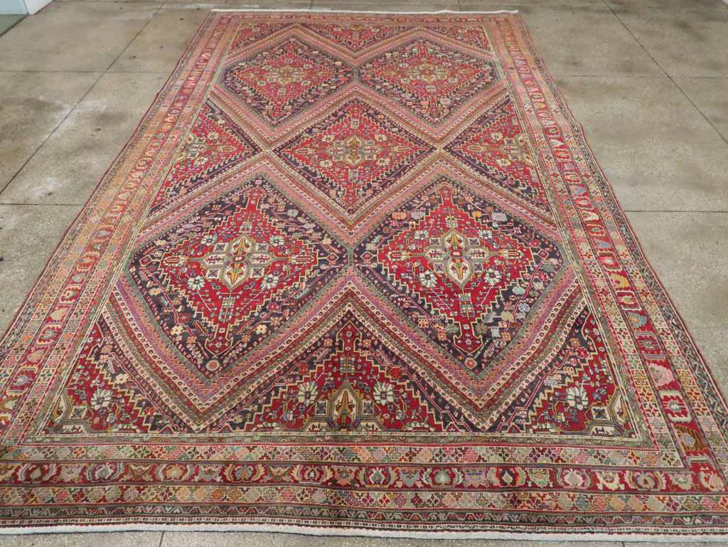Large Vintage Persian Afshar Carpet, No.29390 - Gss