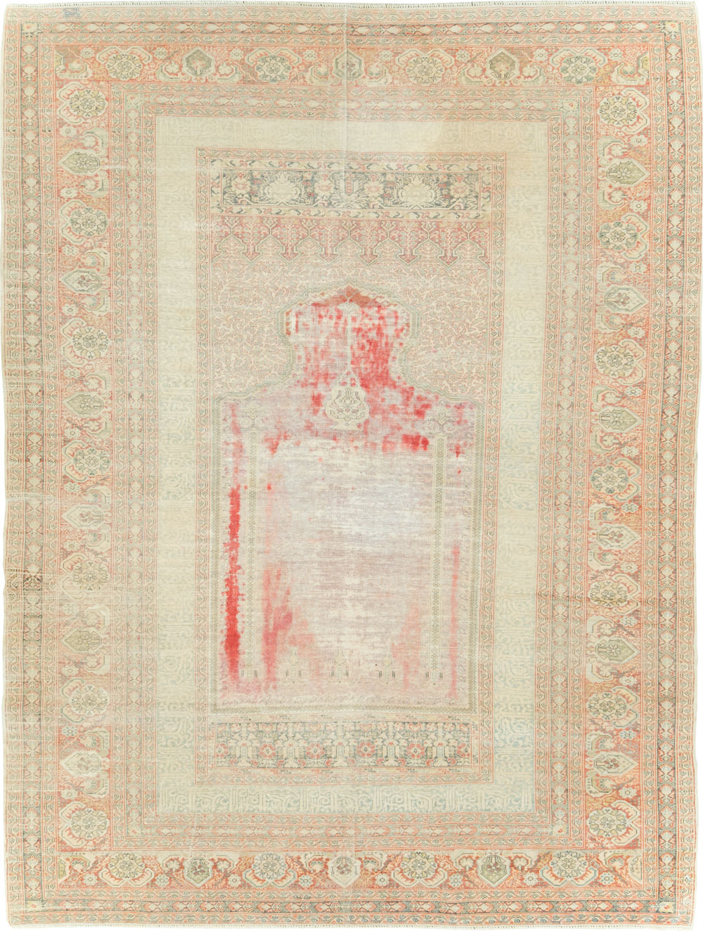 Distressed Antique Turkish Kayseri Accent Rug, No.29392 - Gss