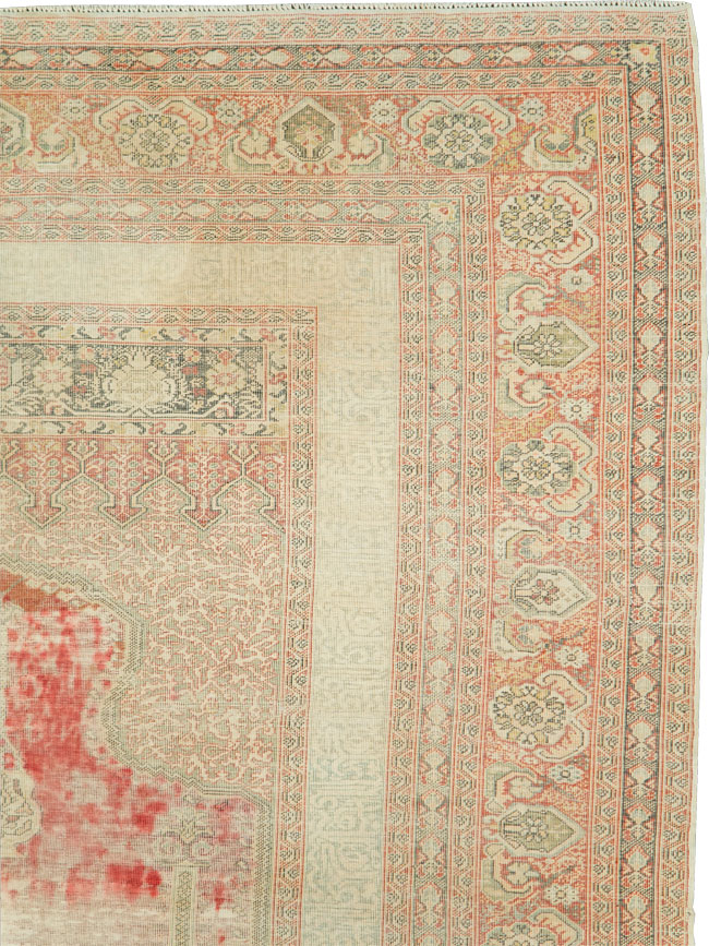 Distressed Antique Turkish Kayseri Accent Rug, No.29392 - Gss