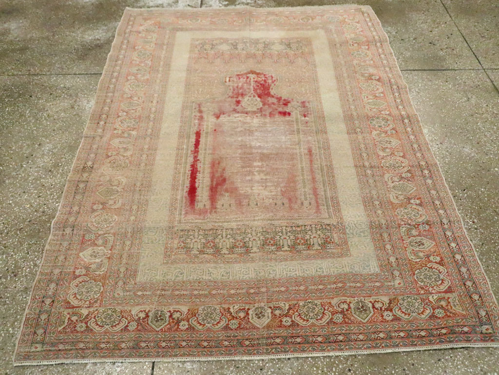Distressed Antique Turkish Kayseri Accent Rug, No.29392 - Gss