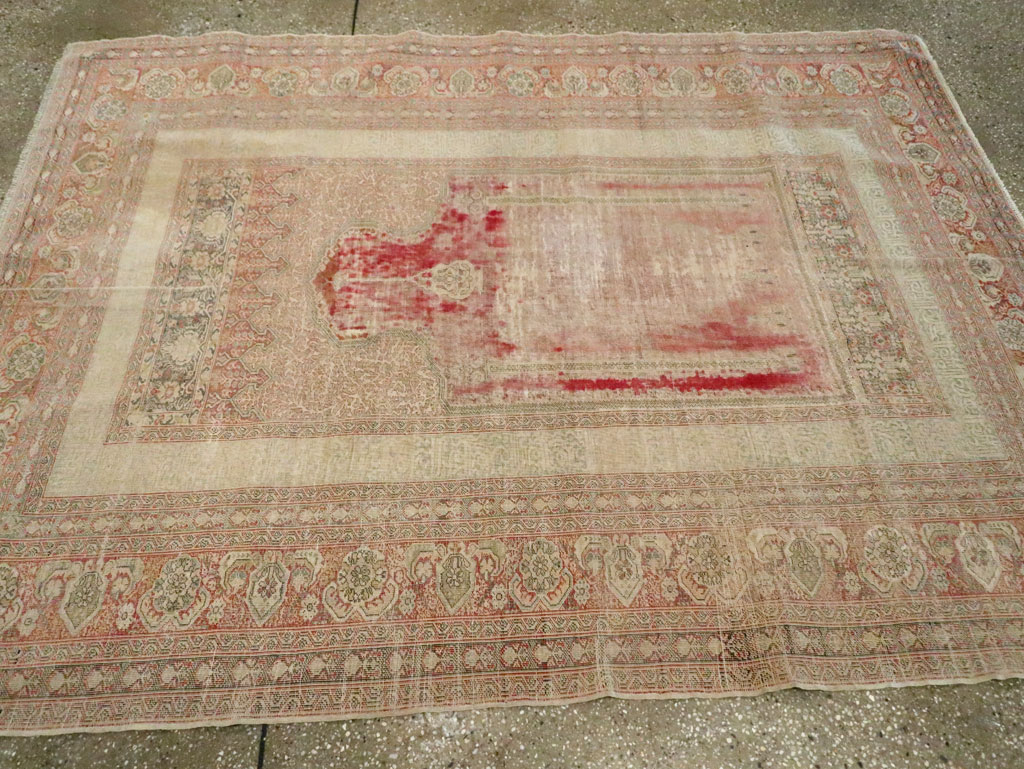 Distressed Antique Turkish Kayseri Accent Rug, No.29392 - Gss