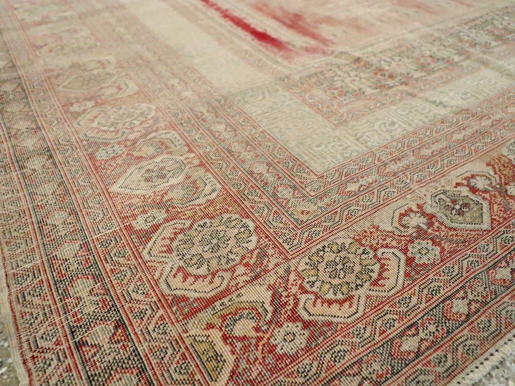 Distressed Antique Turkish Kayseri Accent Rug, No.29392 - Gss