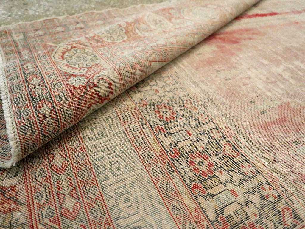 Distressed Antique Turkish Kayseri Accent Rug, No.29392 - Gss