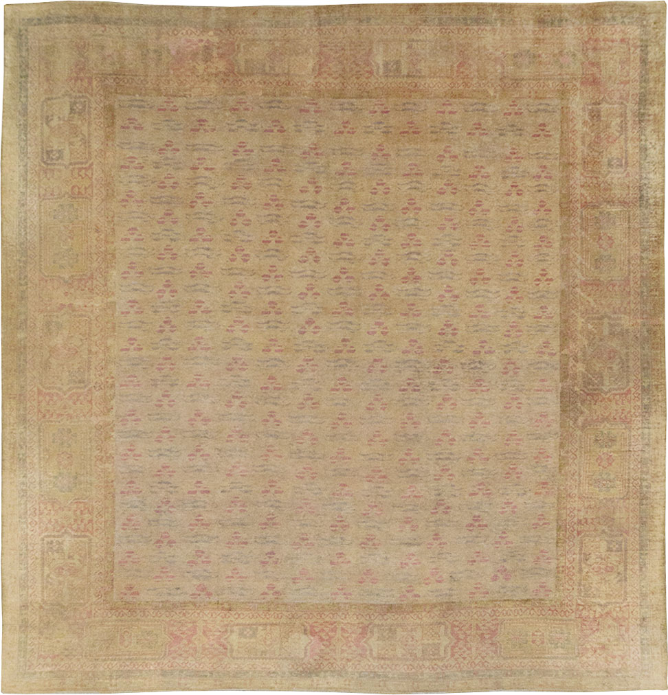 Antique Turkish Oushak Square Room Size Carpet, No.29405 - Gss