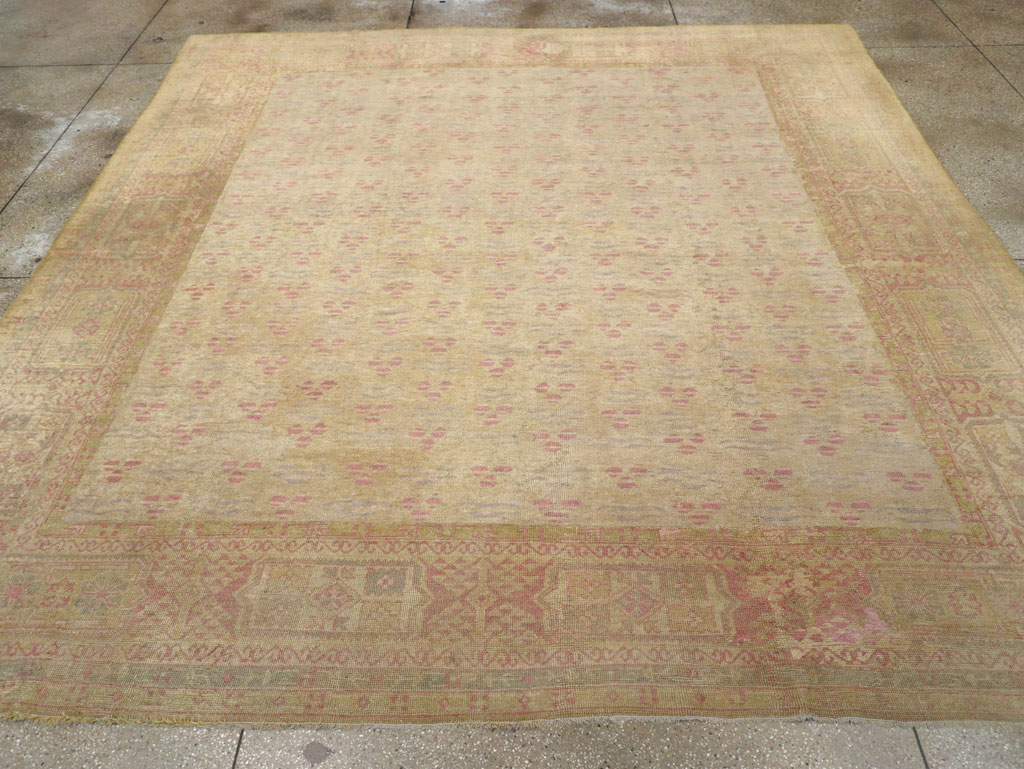 Antique Turkish Oushak Square Room Size Carpet, No.29405 - Gss