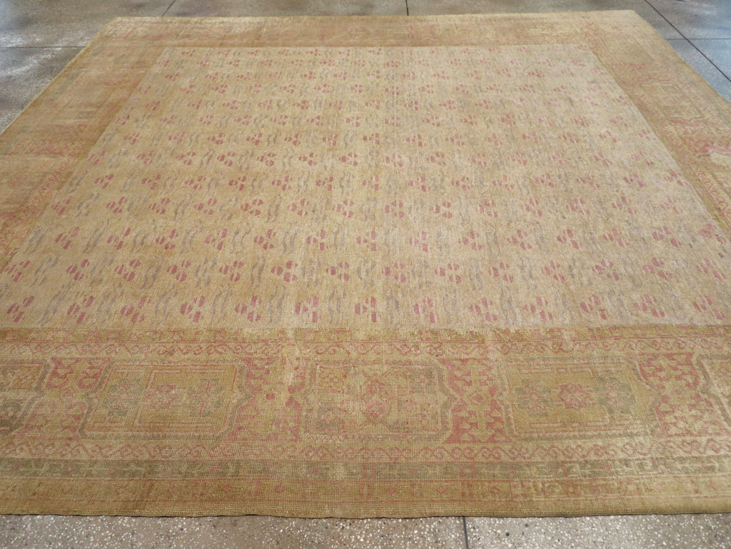 Antique Turkish Oushak Square Room Size Carpet, No.29405 - Gss