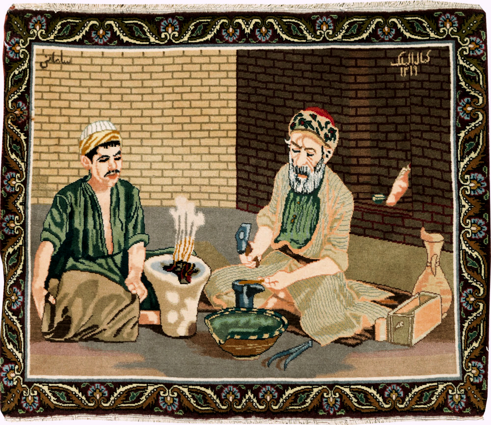 Vintage Persian Tabriz Pictorial Rug, No.29408 - Gss