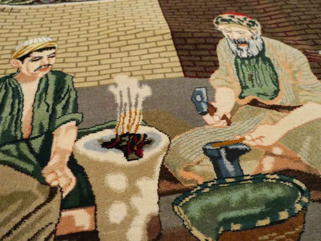 Vintage Persian Tabriz Pictorial Rug, No.29408 - Gss