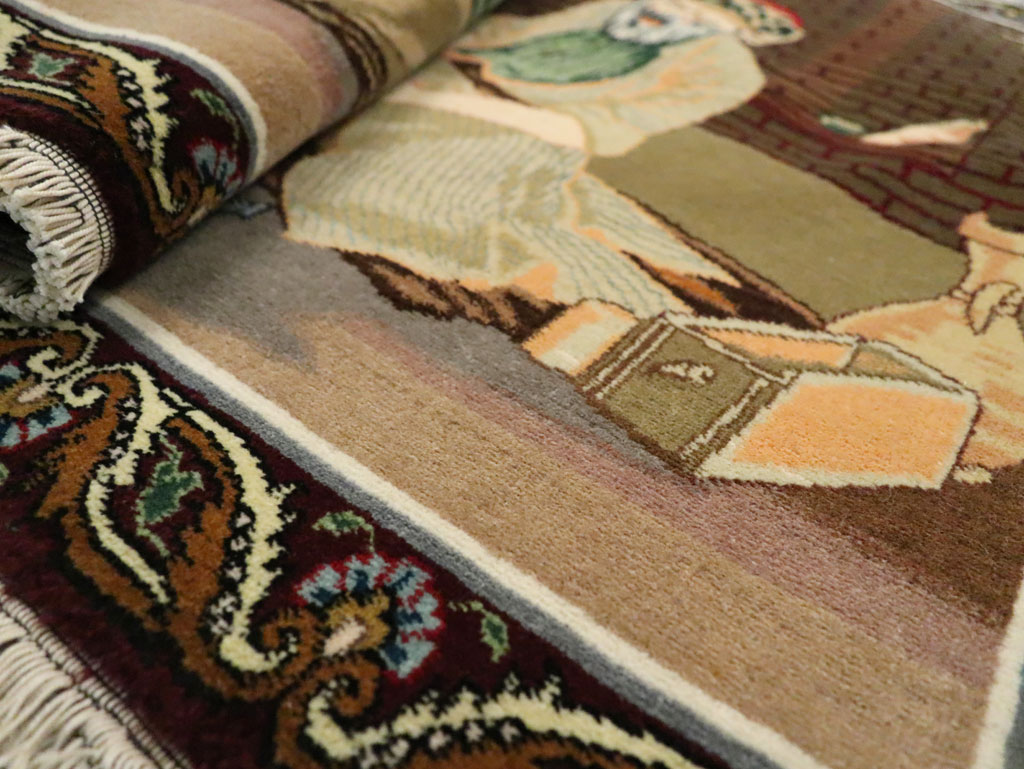 Vintage Persian Tabriz Pictorial Rug, No.29408 - Gss