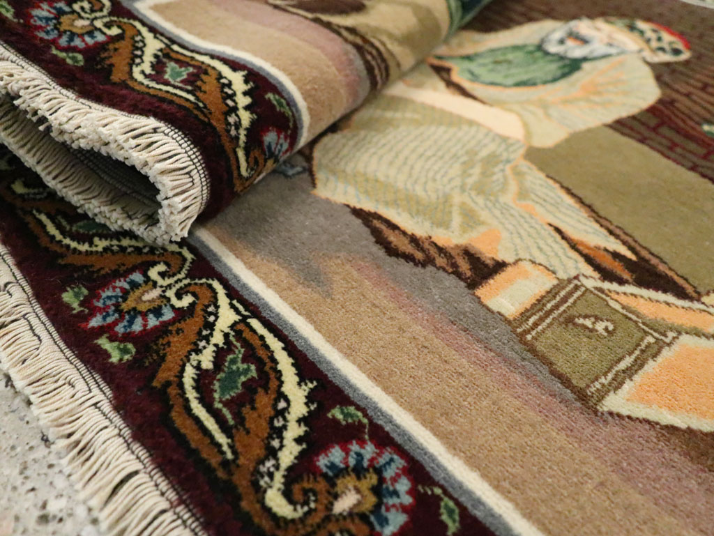 Vintage Persian Tabriz Pictorial Rug, No.29408 - Gss