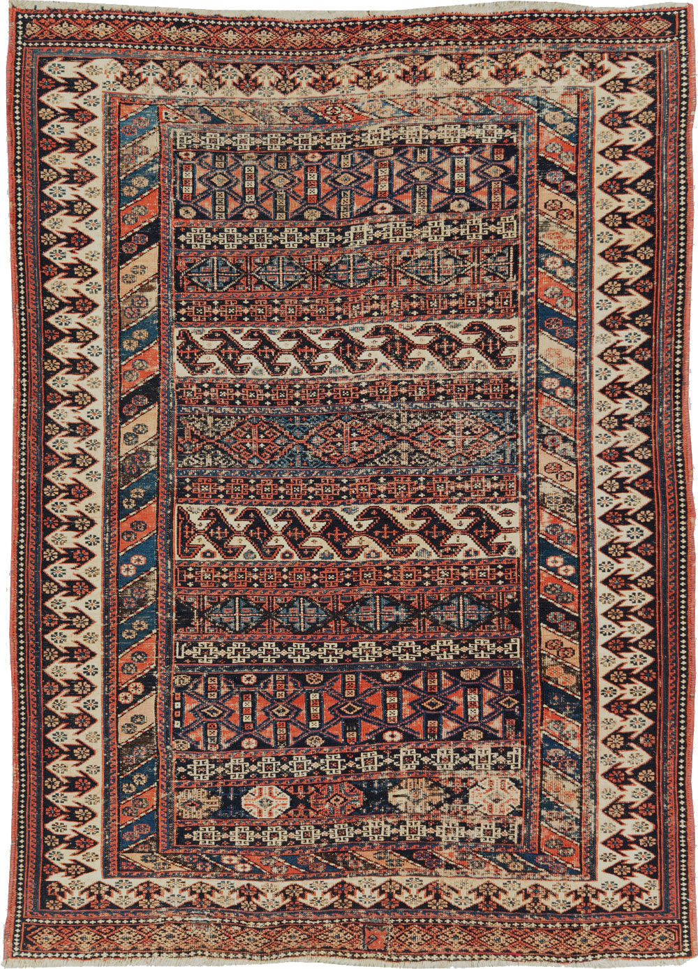 Antique Central Asian Soumak Accent Rug, No.29409 - Gss