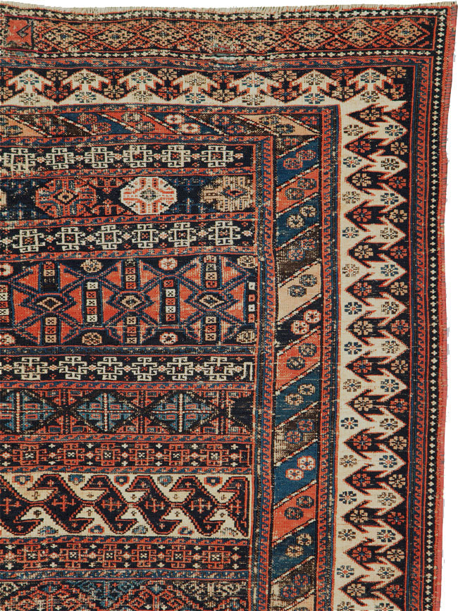 Antique Central Asian Soumak Accent Rug, No.29409 - Gss