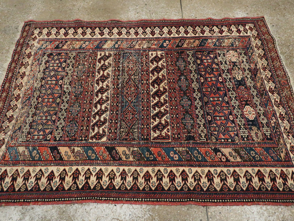 Antique Central Asian Soumak Accent Rug, No.29409 - Gss