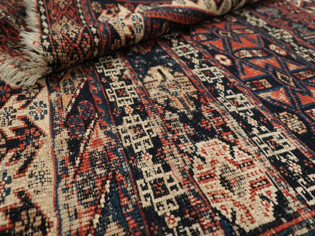 Antique Central Asian Soumak Accent Rug, No.29409 - Gss