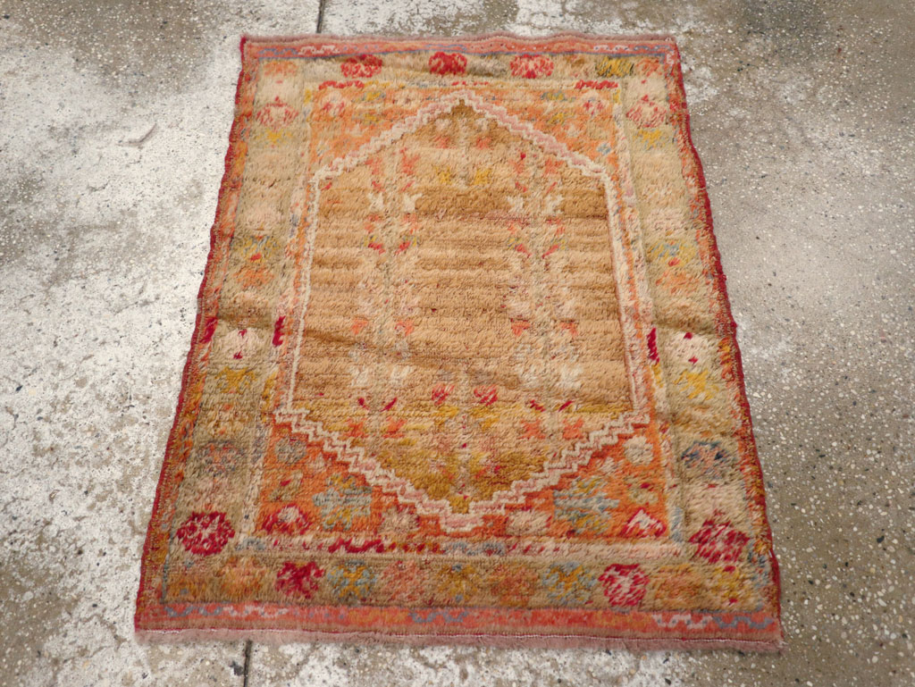 Antique Turkish Angora Oushak Throw Rug, No.29412 - Gss