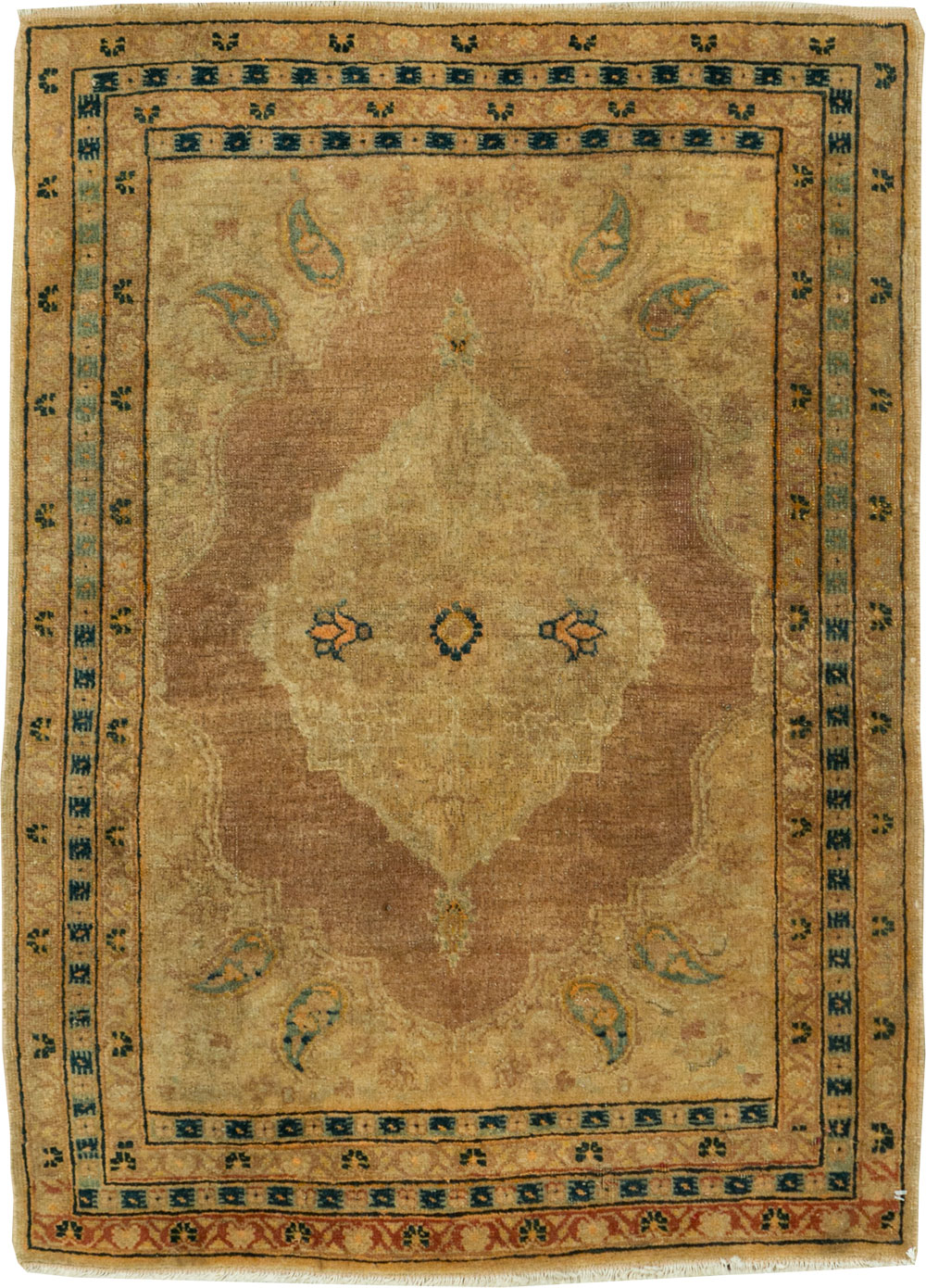 Antique Persian Tabriz Throw Rug, No.29414 - Gss