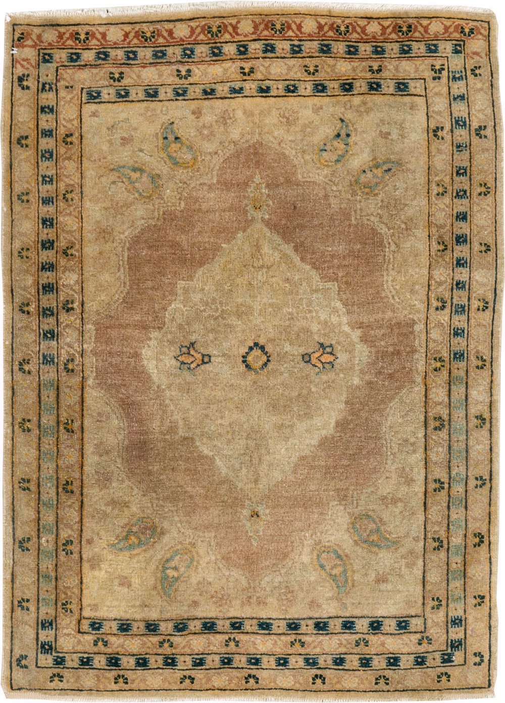 Antique Persian Tabriz Throw Rug, No.29414 - Gss