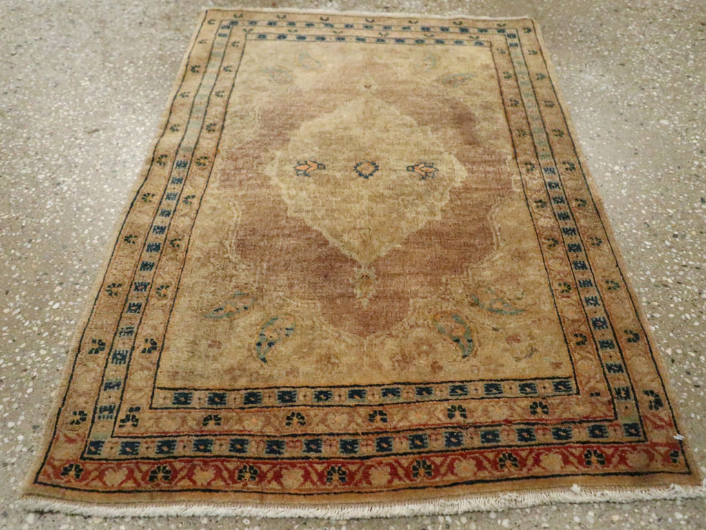 Antique Persian Tabriz Throw Rug, No.29414 - Gss
