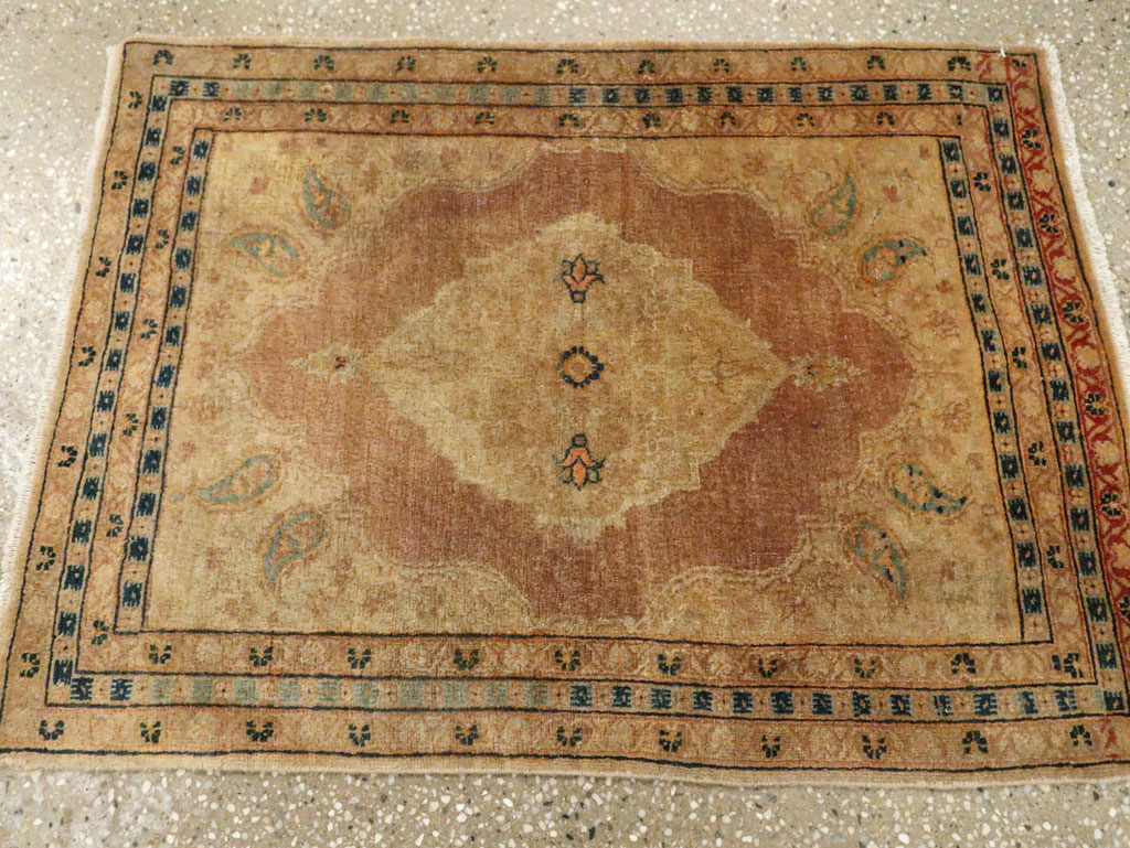 Antique Persian Tabriz Throw Rug, No.29414 - Gss