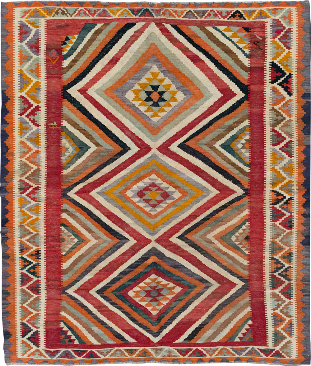 Vintage Persian Flatweave Kilim Accent Rug, No.29453 - Gss