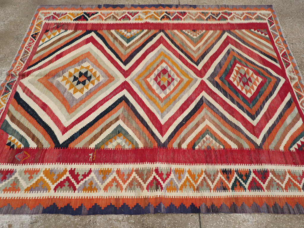 Vintage Persian Flatweave Kilim Accent Rug, No.29453 - Gss