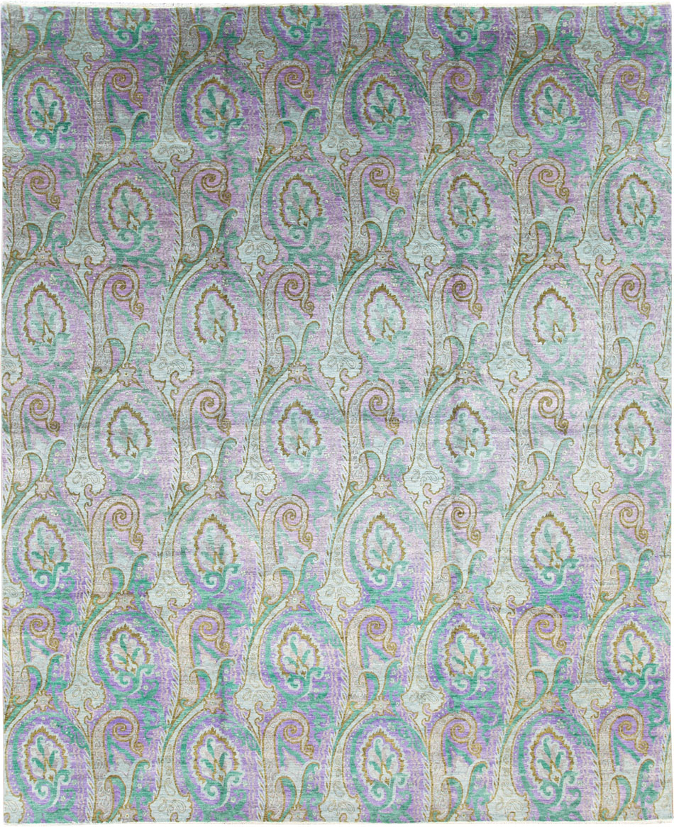 Contemporary Turkish Peacock Inspired Room Size Carpet, No.29461 - Gss