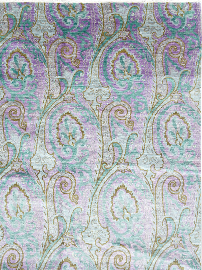 Contemporary Turkish Peacock Inspired Room Size Carpet, No.29461 - Gss