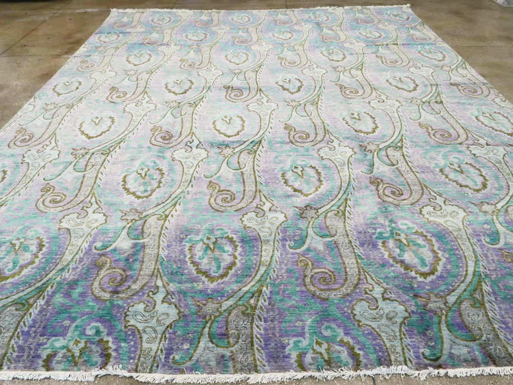 Contemporary Turkish Peacock Inspired Room Size Carpet, No.29461 - Gss