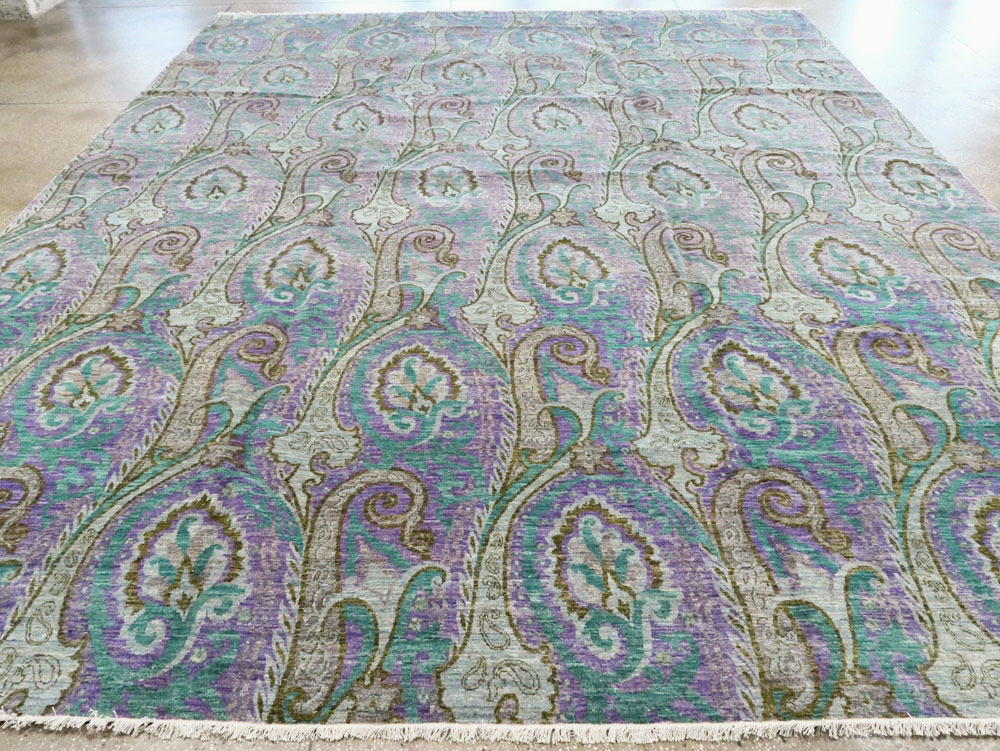 Contemporary Turkish Peacock Inspired Room Size Carpet, No.29461 - Gss