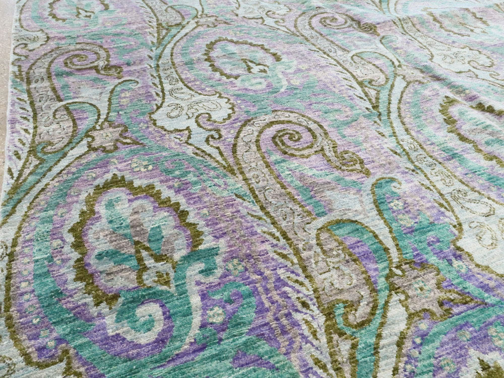 Contemporary Turkish Peacock Inspired Room Size Carpet, No.29461 - Gss