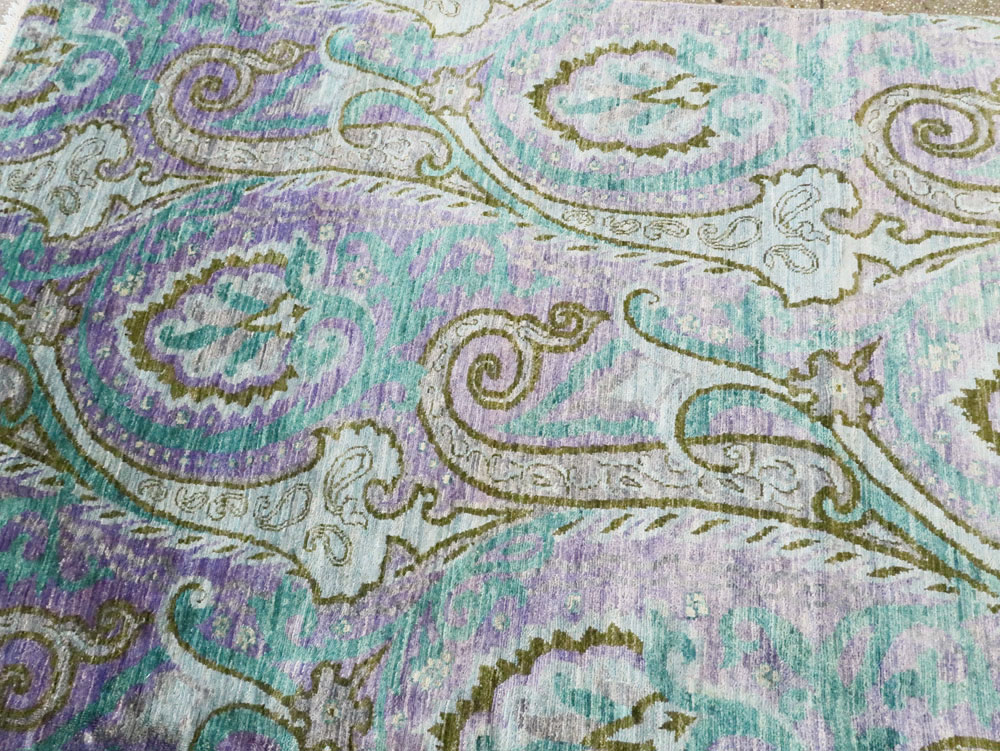 Contemporary Turkish Peacock Inspired Room Size Carpet, No.29461 - Gss