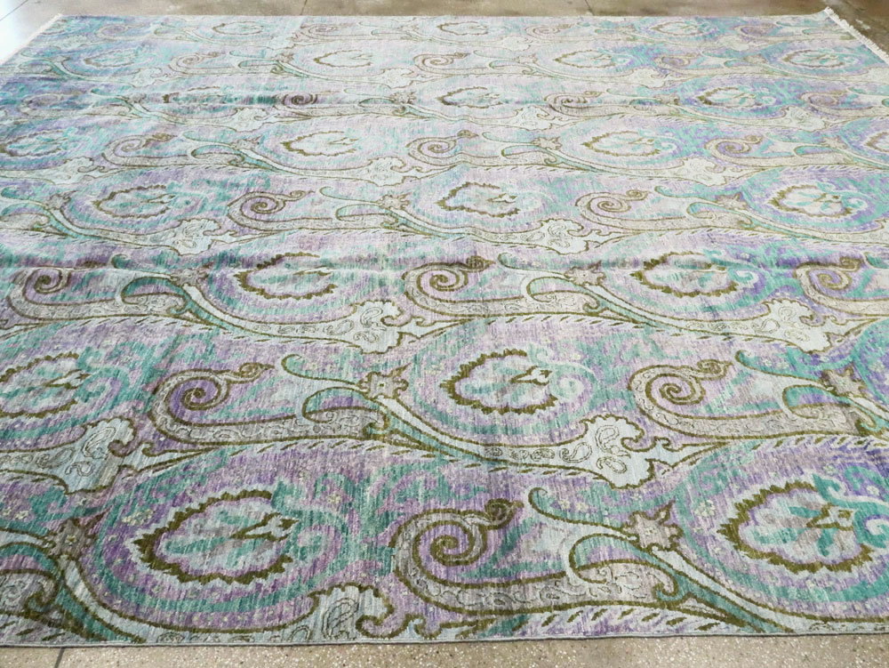 Contemporary Turkish Peacock Inspired Room Size Carpet, No.29461 - Gss
