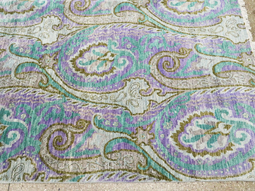 Contemporary Turkish Peacock Inspired Room Size Carpet, No.29461 - Gss
