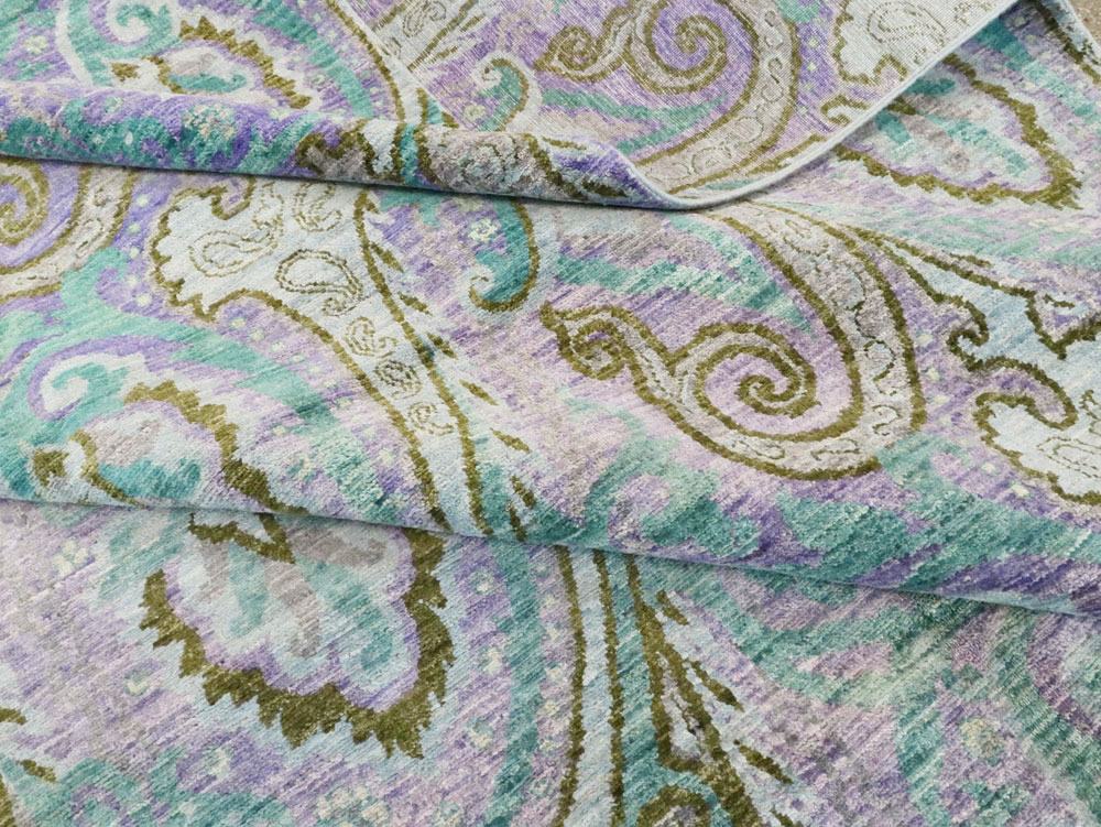 Contemporary Turkish Peacock Inspired Room Size Carpet, No.29461 - Gss