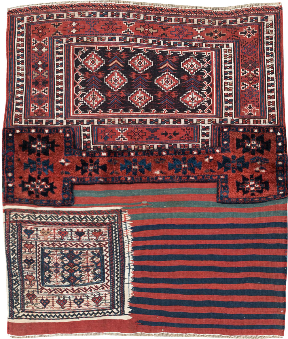 Vintage Persian Chaharmahal Bakhtiari Tacheh Flatweave Kilim , No.29473 - Gss