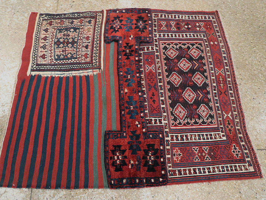 Vintage Persian Chaharmahal Bakhtiari Tacheh Flatweave Kilim , No.29473 - Gss