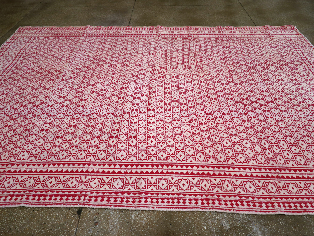 Vintage Persian Flatweave Kilim Room Size Carpet, No.29502 - Gss