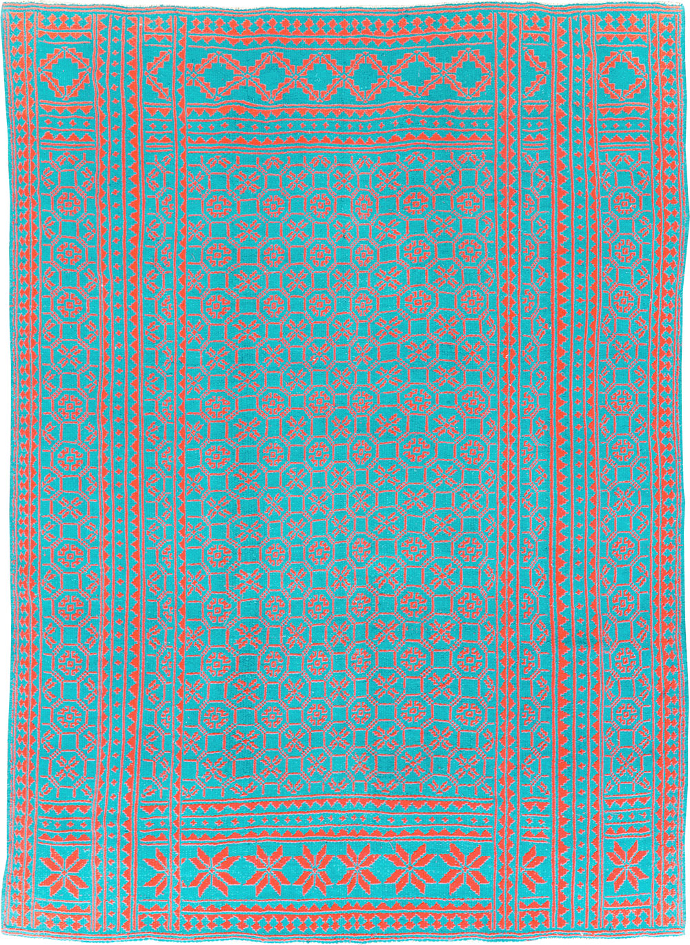 Vintage Persian Flatweave Kilim Room Size Carpet, No.29507 - Gss