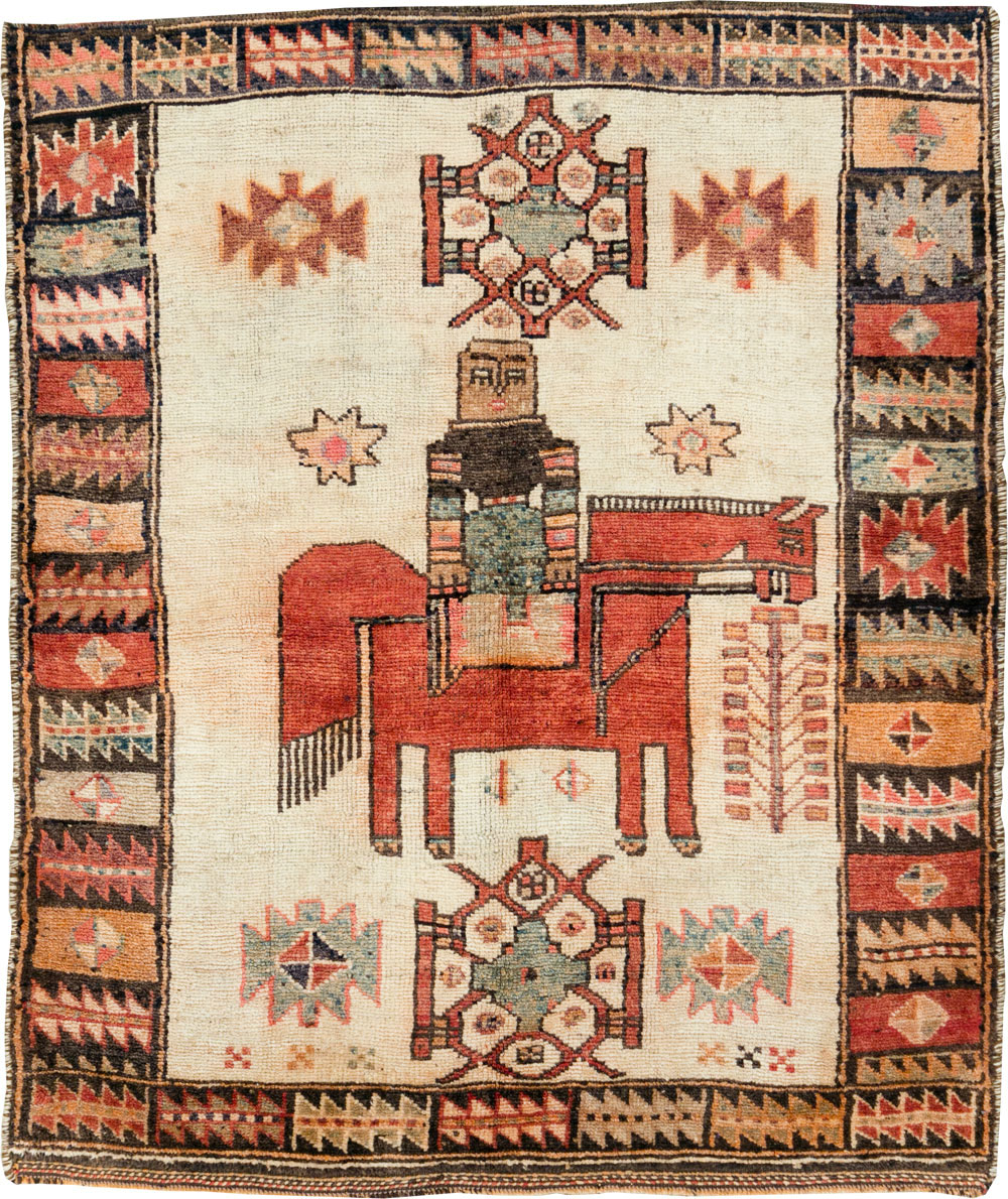 Vintage Persian Pictorial Bakhtiari Rug, No.29508 - Gss