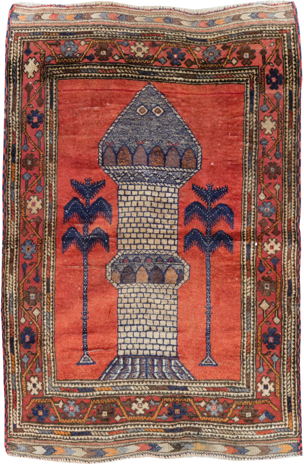 Vintage Central Asian Baluch Throw Rug, No.29517 - Gss
