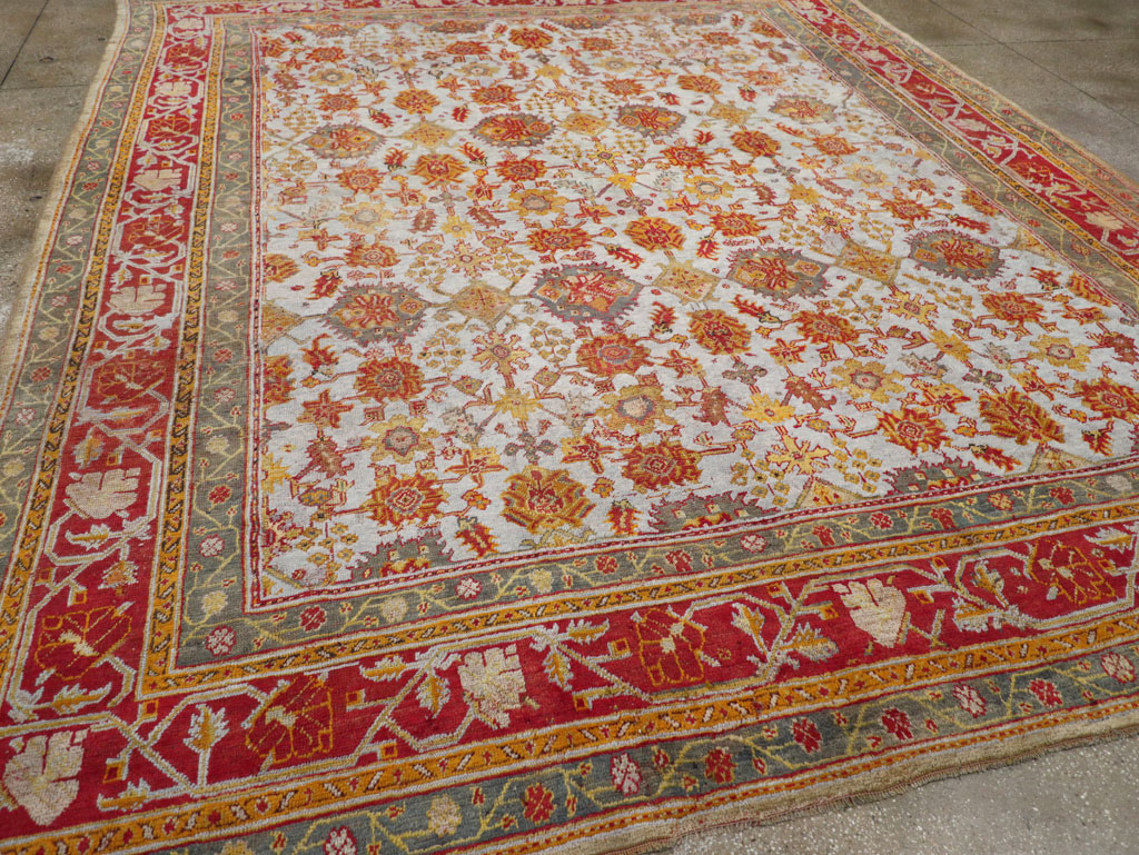 Antique Turkish Oushak Carpet, No.29519 - Gss