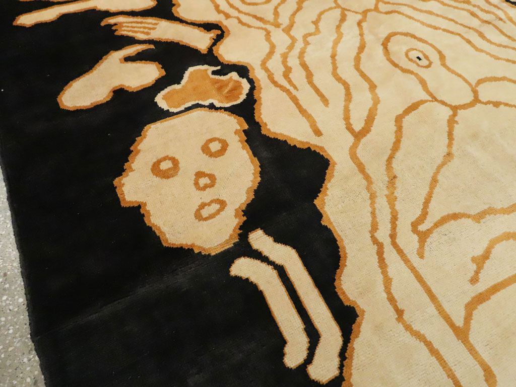 Tibetan Inspired Modern Buddhist Tantric Skeleton Ritual Rug, No.29523 - Gss