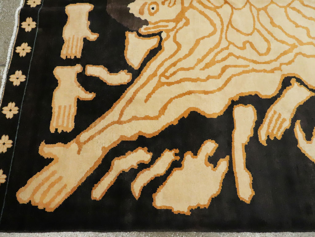 Tibetan Inspired Modern Buddhist Tantric Skeleton Ritual Rug, No.29523 - Gss