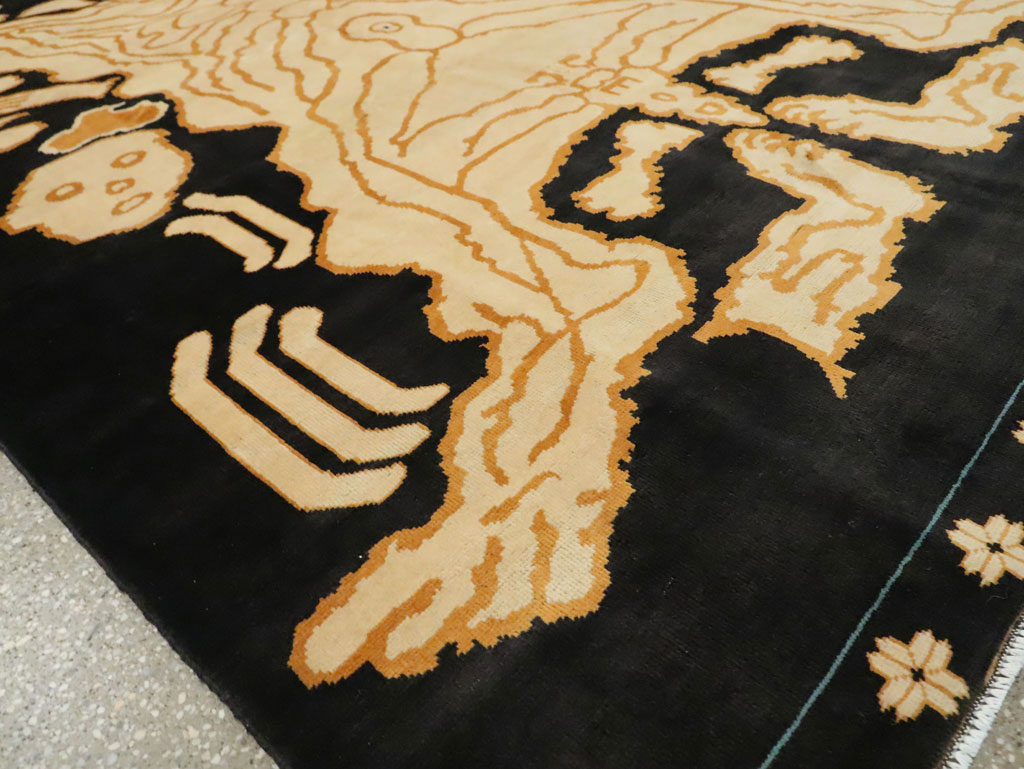 Tibetan Inspired Modern Buddhist Tantric Skeleton Ritual Rug, No.29523 - Gss