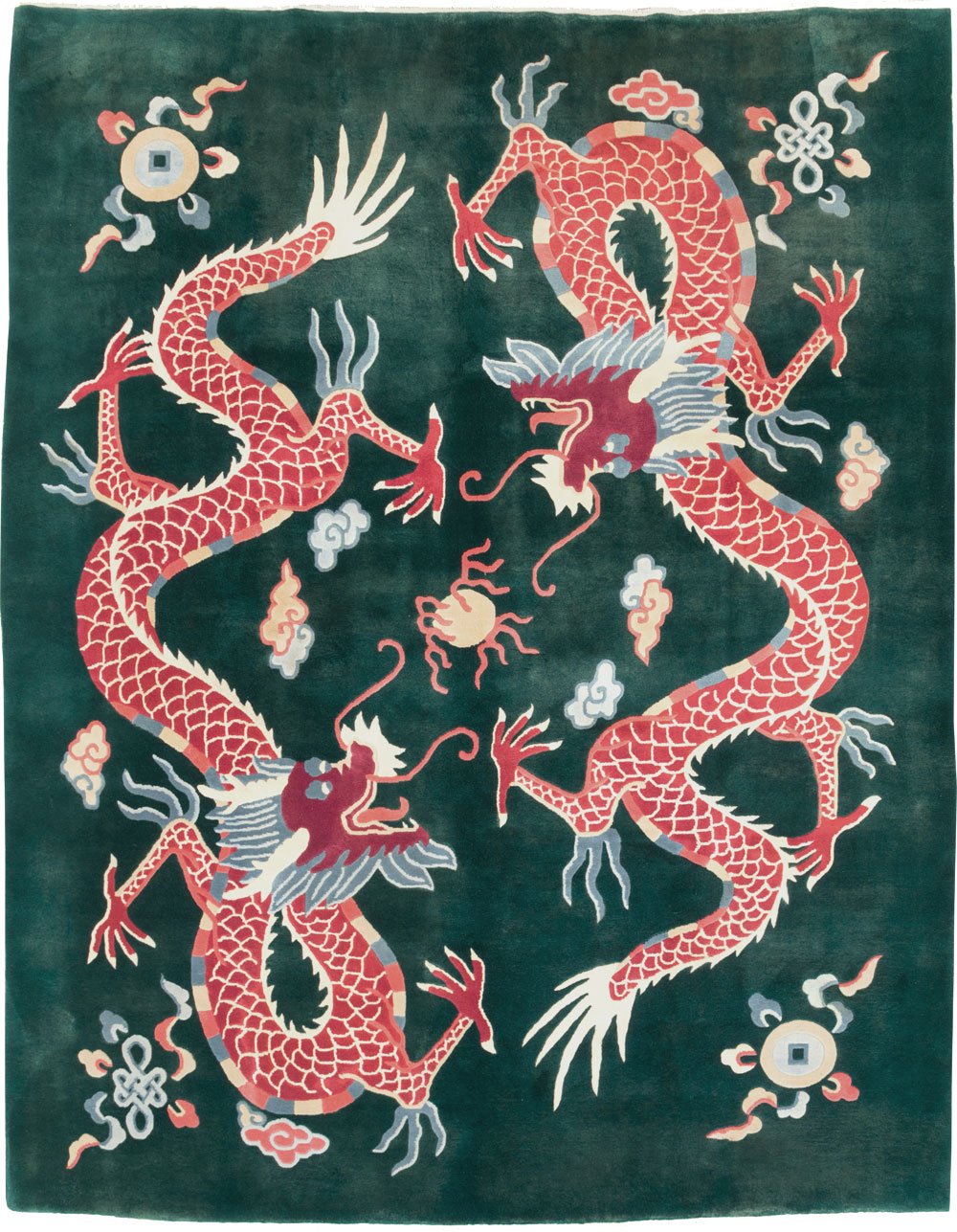 Vintage Chinese Dragon Art Deco Carpet, No.29530 - Gss