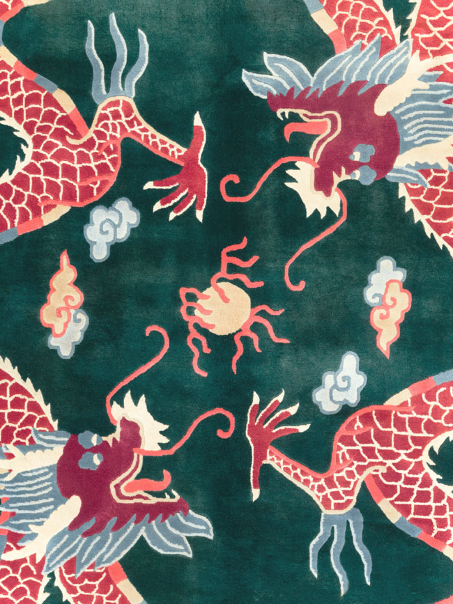 Vintage Chinese Dragon Art Deco Carpet, No.29530 - Gss